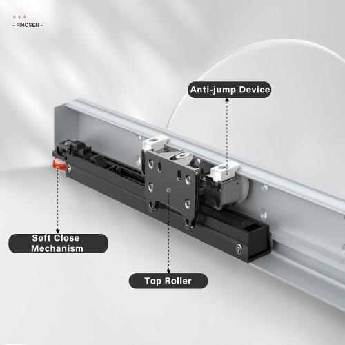 48inch Concealed Sliding Barn Door Hardware with Soft Close Mechanism, Wall Mount System, Fit MIN Opening Width 40in, Invisible Floor Track, Aluminum(Door is not Included)