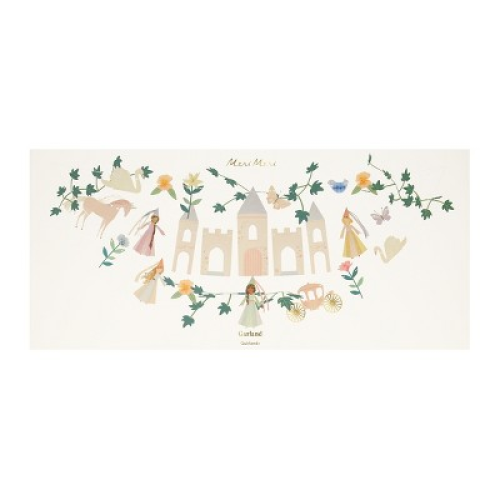 Meri Meri Princess Party Garland (Pack of 1). Garland length is 6'. Measures 10' including excess cord.