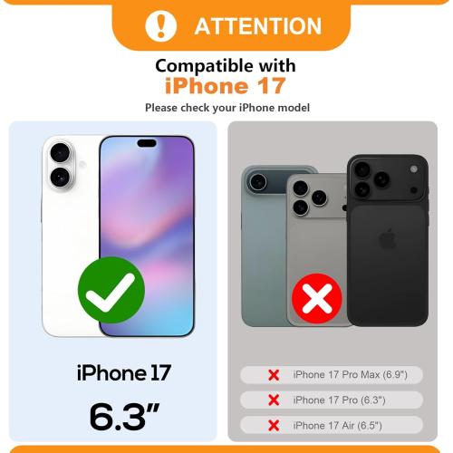 Bocasal Detachable Wallet Case Card Holder for iPhone 17, Black