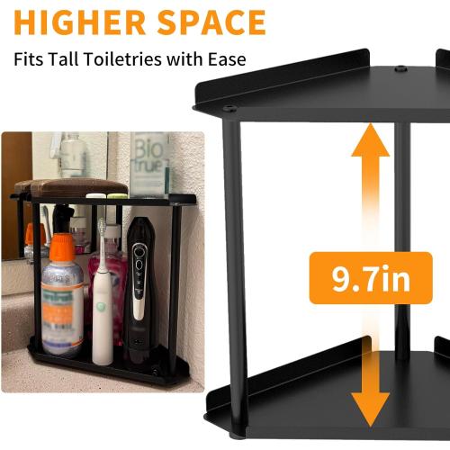 Jesginboo 2 Tier Bathroom Counter Organizer, Vanity Organizer Corner Shelf