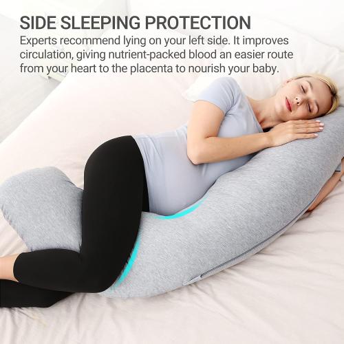 Momcozy J Shaped Pregnancy Pillow, Maternity Body Pillow for Side Sleepers