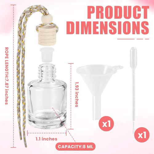 20 Pcs Car Diffuser Bottle Set,Empty Glass Car Air Freshener Bottle Bulk