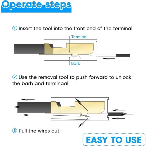 Terminal Pin Removal Tool Kit 20 Pcs Depinning Electrical Connector Pin Extractor Tool Set Wire Terminal Release for Automotive Car Household Devices - Black