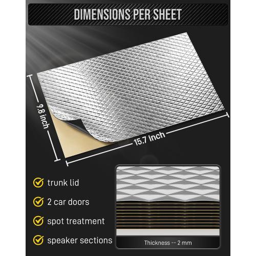 Car Sound Deadening Mat - 80mil Butyl Automotive Sound Deadener, 10sqft