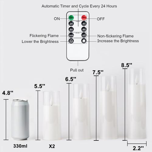 Amagic Flameless Battery Operated Candles with Remote Timer, Pure White