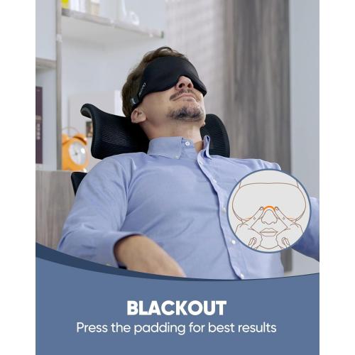 MZOO Luxury Sleep Eye Mask for Side Sleeper Men Women, Zero Eye Pressure 3D Sleeping Mask, Light Blocking Patented Design Night Blindfold, Soft Eye Shade Cover for Travel, Black