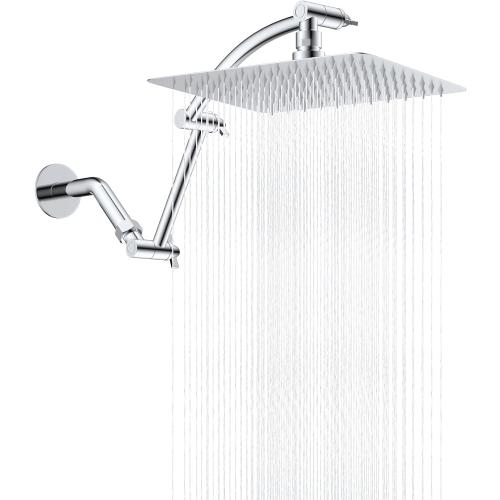 Hibbent All Metal 10'' Rain Shower Head with 16'' Extension Arm, Chrome