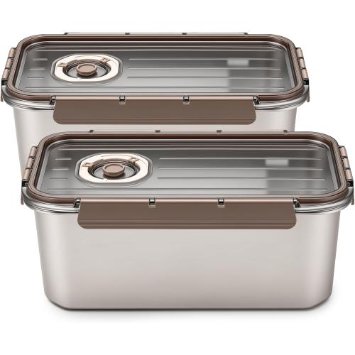 Airtight Stainless Steel Bread Box, Large Bread Storage Container, 2 Packs