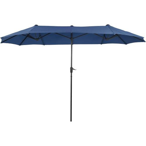 PHI VILLA 13 ft Outdoor Patio Umbrella, Large Rectangular Double Sided Market Table Twin Umbrellas with Crank Handle for Deck Pool, Navy Blue