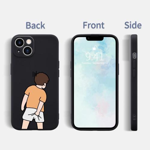 Funny Boy Phone Case for iPhone 17 Silly Case Cover Liquid Silicone Soft Gel Rubber Matt Phone Cover with Microfiber Lining Protective Cover