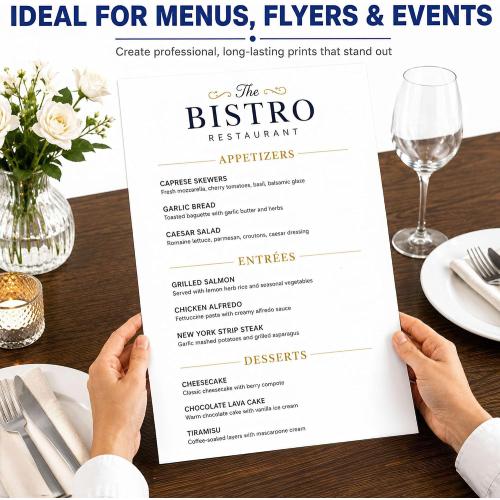 12 x 18 Cardstock Sheets For Inkjet or Laser Printers - Heavy 80lb Cover Matte Finish White - Great for Flyers, Menu's, Posters, Covers (100 Sheets)
