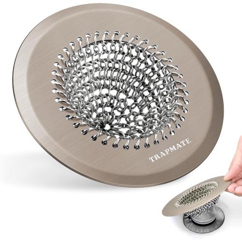 Reversible Shower Drain Hair Catcher, Prevent Clogging Bathtub Drain Cover, Fast Drainage & Easy Clean Tub Drain Hair Catcher for Regular & Pop-up Drain (Brown)