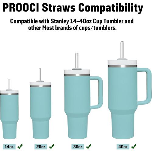 PROOCI 10-Pack 12 Reusable Straws for Stanley & Yeti 30oz-40oz Cup Tumbler
