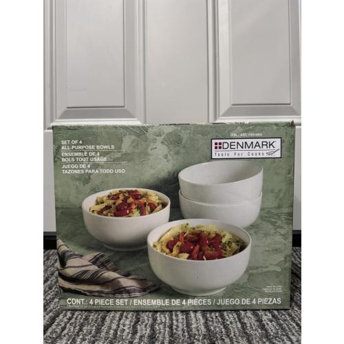 Denmark 4-piece White All Purpose Durable Vitrified Porcelain Bowls Ramen, Salad