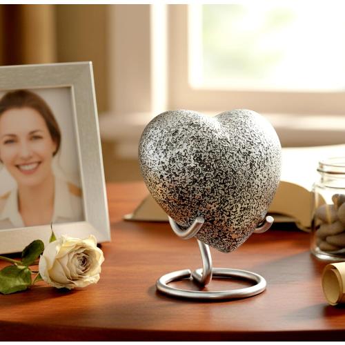 eSplanade Heart Shaped Urn Stand (Silver Color), Stand for Heart Keepsake Urn, Burial Urns, Memorial Keepsake Urns.