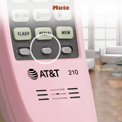 AT&T TRIMLINE 210 Corded Home Phone, No AC Power Required, Improved Easy-wall-mount, Lighted Big Button Keypad, 13 SpeedDial Keys, Last Number Redial, Mute, Flash, Volume Control, Princess Phone,