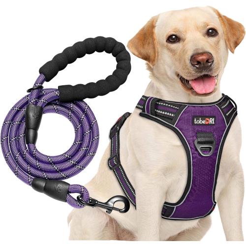 tobeDRI No Pull Dog Harness Adjustable Reflective Oxford Easy Control Medium Large Dog Harness with A Free Heavy Duty 5ft Dog Leash