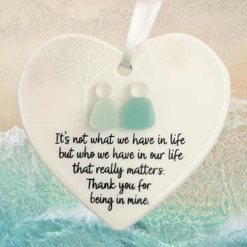 Heart-Shaped Sea Glass Friendship Decor,Timeless Friendship Heart Keepsake,FriendshipHeart Ornament for Christmas Tree Hanging Ornaments, Sea Glass Art for Best Friends & Decor for Home Garden(1PCS