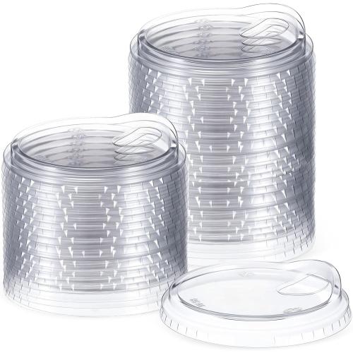 50 Pcs Strawless Sip Lids Clear for 12-24oz,Transparent,98mm