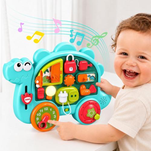 iPlay, iLearn Dinosaur Busy Board Montessori Toy for Toddlers Age 1-3, 2-4