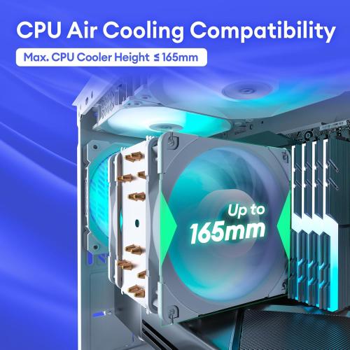 Okinos Aqua UNO Micro ATX Case, No Radiator Support, Max GPU Length 309mm, Quick-Release Panoramic Tempered Glass Front & Side, 3x120mm ARGB Fans Pre-Installed, Type-C 5Gbps, Black
