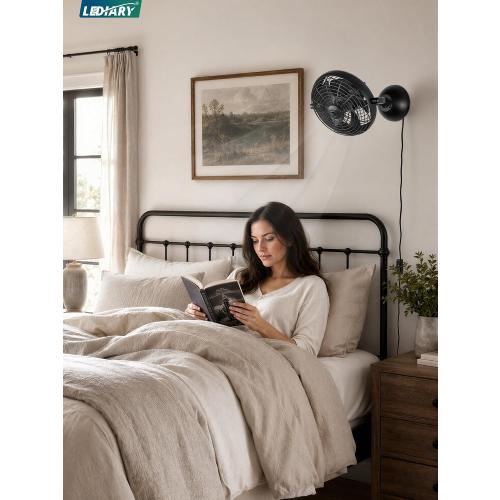 LEDIARY 10 Small Wall Mount Fan with Remote Plug in Cord, Black