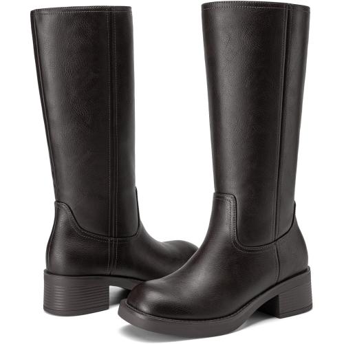 Size 8.5 Athlefit Knee High Boots Square Toe Ridng Chunky Tall Boots for Women