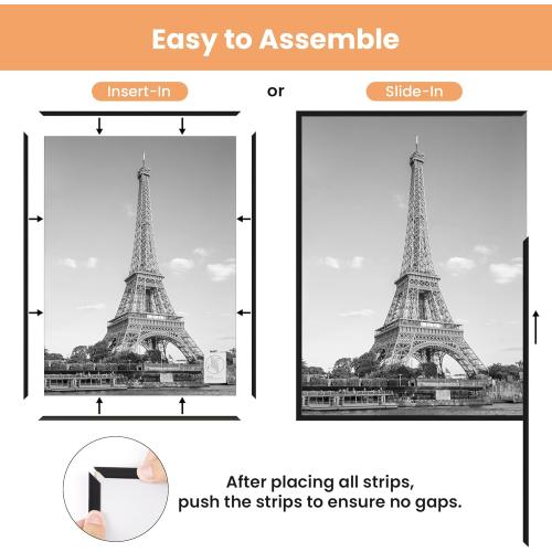 upsimples 11x14 Poster Frame, Easy Slide-In Assembly, Black,