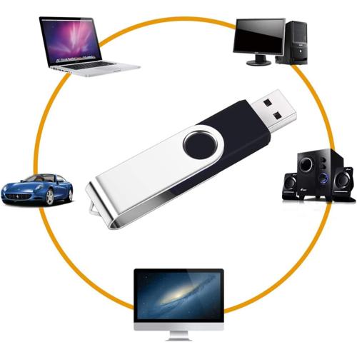 2 Pack 64GB USB Flash Drive USB 2.0 Thumb Drives Jump Drive Fold Storage Memory Stick Swivel Design - Black