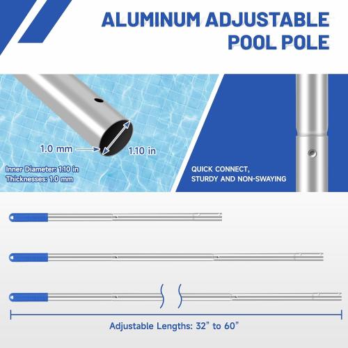 Swimming Pool Cleaning Kit - Includes Pool Skimmer Net, 18 Pool Brush