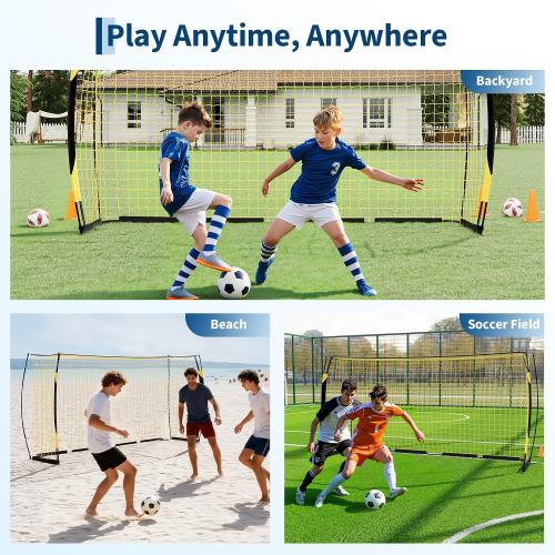Garvee Soccer Goals for Backyard, 12x6 FT Soccer Net, Soccer Training Equipment Quick Setup, Portable Net Collapsible Metal Base for Indoor Outdoor Use with Carry Bag