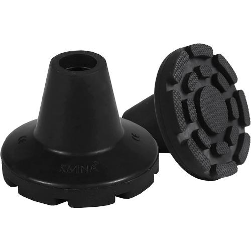 KMINA Crutch Tips 7/8 Inch, All Terrain Cane Tips, Black (2 Units)