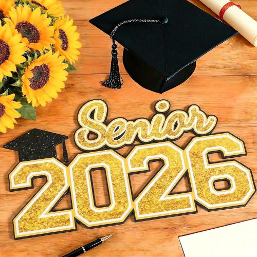 Senior 2026 Sign Wooden Graduation Decorations Gold Graduation Hanging Decor 2026 Grad Letter Sign Wooden Photo Booth Prop for Senior Night High College School Celebration Grad Party Supplies(red ♥️)