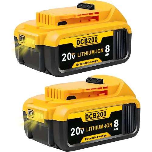 Replacement for Dewalt 20V Max Battery: 8.0Ah Lithium Batteries Compatible with Dewalt Battery DCB208 DCB200 DCB206 DCB205 DCB204 Cordless Power Tools 2 Pack