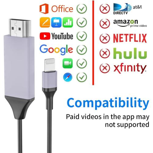 [Apple MFi Certified] Lightning to HDMI Cable Adapter for iPhone,1080P Lightning to HDMI Digital AV Adapter HDTV Cord Compatible with iPhone 14 13 12 11 Pro Max XS XR X 8 to TV Projector Monitor
