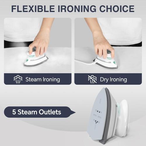 BEAUTURAL Mini Travel Steam Iron for Clothes with Dual Voltage, White