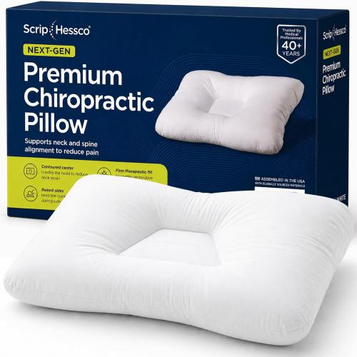 Next-GEN Premium Neck & Cervical Pillow – No Foam Odor Fiber Fill Orthopedic Contour for Neck Pain Relief – Dual Roll for Back & Side Sleepers – Latex Free – Midsize 22x15 White