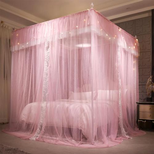 4 Corners Post Ruffle Princess Bed Canopy