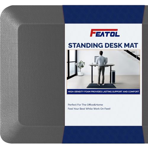 FEATOL Anti Fatigue Mat for Standing, 9/10 Extra Thick Ergonomic Standing Desk Mat, Comfort Memory Foam Standing Mat at Home,Office All Day (20 x 32, Gray, 1PC)