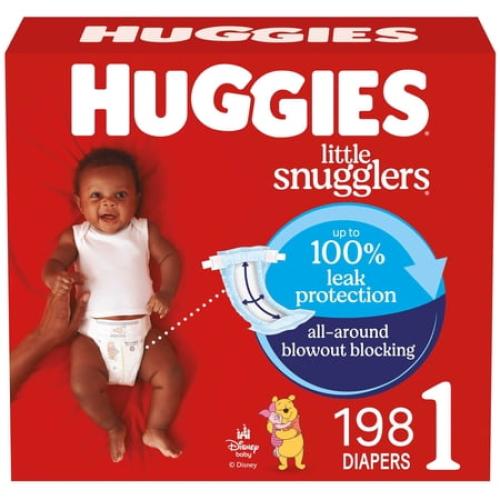 Huggies Little Snugglers Baby Diapers, Size 1 (8-14 lbs), 198 Ct (Select for More)