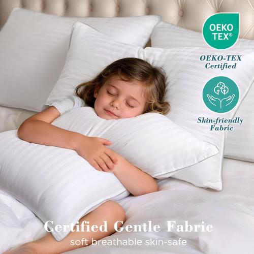 viewstar Pillows Queen Size Set of 2, Firm Support, Striped White