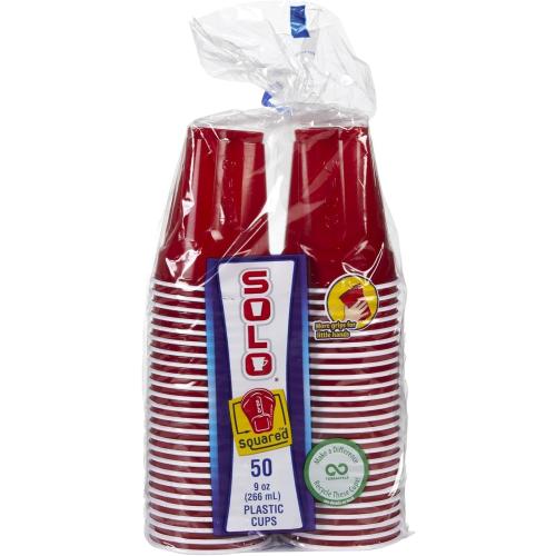 Solo Plastic Party Cups, Red - 9 oz - 50 ct