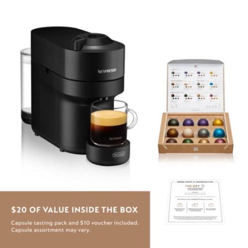 Nespresso Vertuo Pop by De'Longhi Coffee and Espresso Maker with Coffee Tasting Set, Black