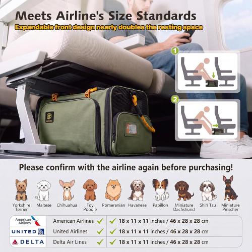 PAWZIDEA Expandable Pet Carrier for Small Cats & Dogs, TSA Airline Approved