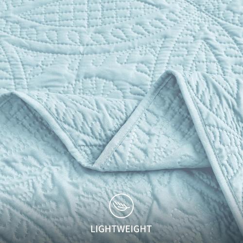 Love's cabin King Size Quilt Set Spa-Blue Bedspreads - Soft Bed Summer Lightweight Bedspread Comforter - Modern Style Coin Pattern Coverlet for All Season - 3 Pieces (1 Quilt, 2 Pillow Shams)