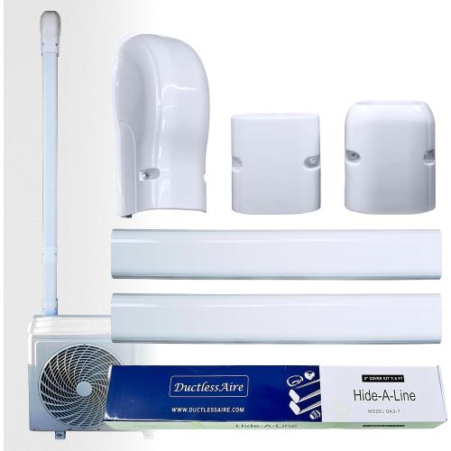 DuctlessAire - Mini Split Line Set Cover Kit - Paintable Mini Split Cover for Air Conditioner & Mini Split AC/Heating System - Durable Protection - Ideal for Indoor & Outdoor Use (White, 3 x 7.5 ft)