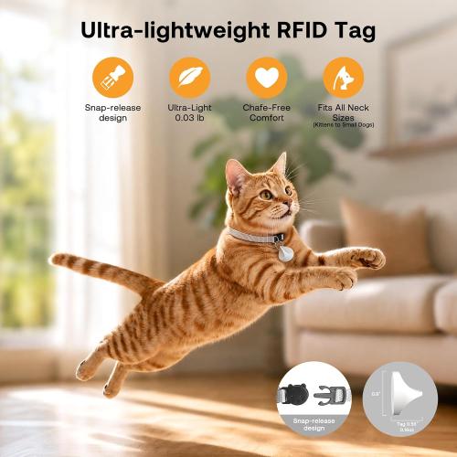 HEAPETS RFID Automatic Cat Feeder with Collar Sensor, Anti-Stealing Food Dispenser with Sealed Lid for Wet Dry Food and Different Diet for Multi-Pet Home, Auto Pet Feeder for Cats & Small Dogs, White