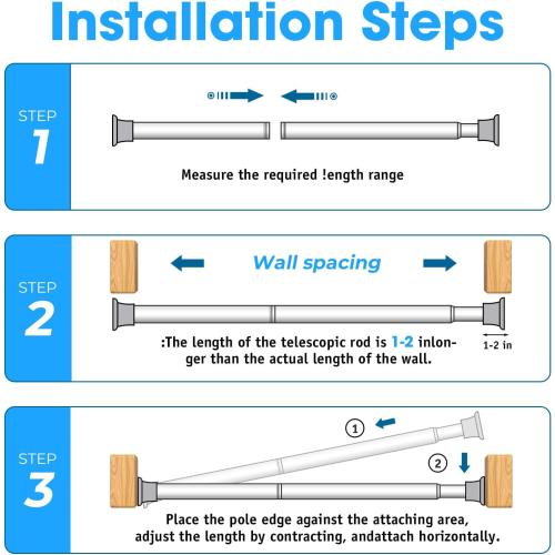MEXAU White Tension Curtain Rods18 to 36 In,Small Curtain Rods No Drilling