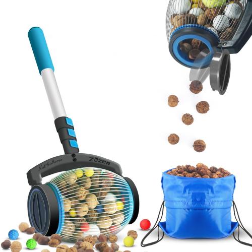 Zozen Nut Gatherer, Acorn Picker Upper, Side Opening Dump, 1 Gallon