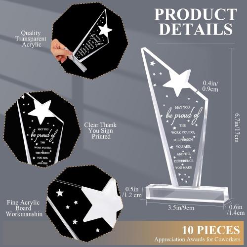 Bucherry 10 Pcs Employee Awards Thank You Trophies Acrylic, Stylish